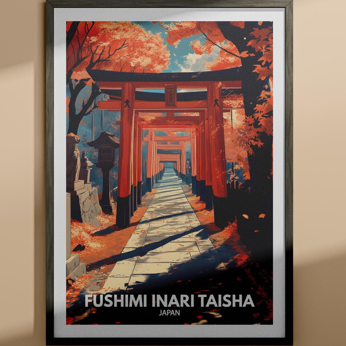 Fushimi Inari Taisha Print Fushimi Inari Taisha Travel Poster Japan Wall Art Print Japan Home Decor Travel Poster Unique City Print