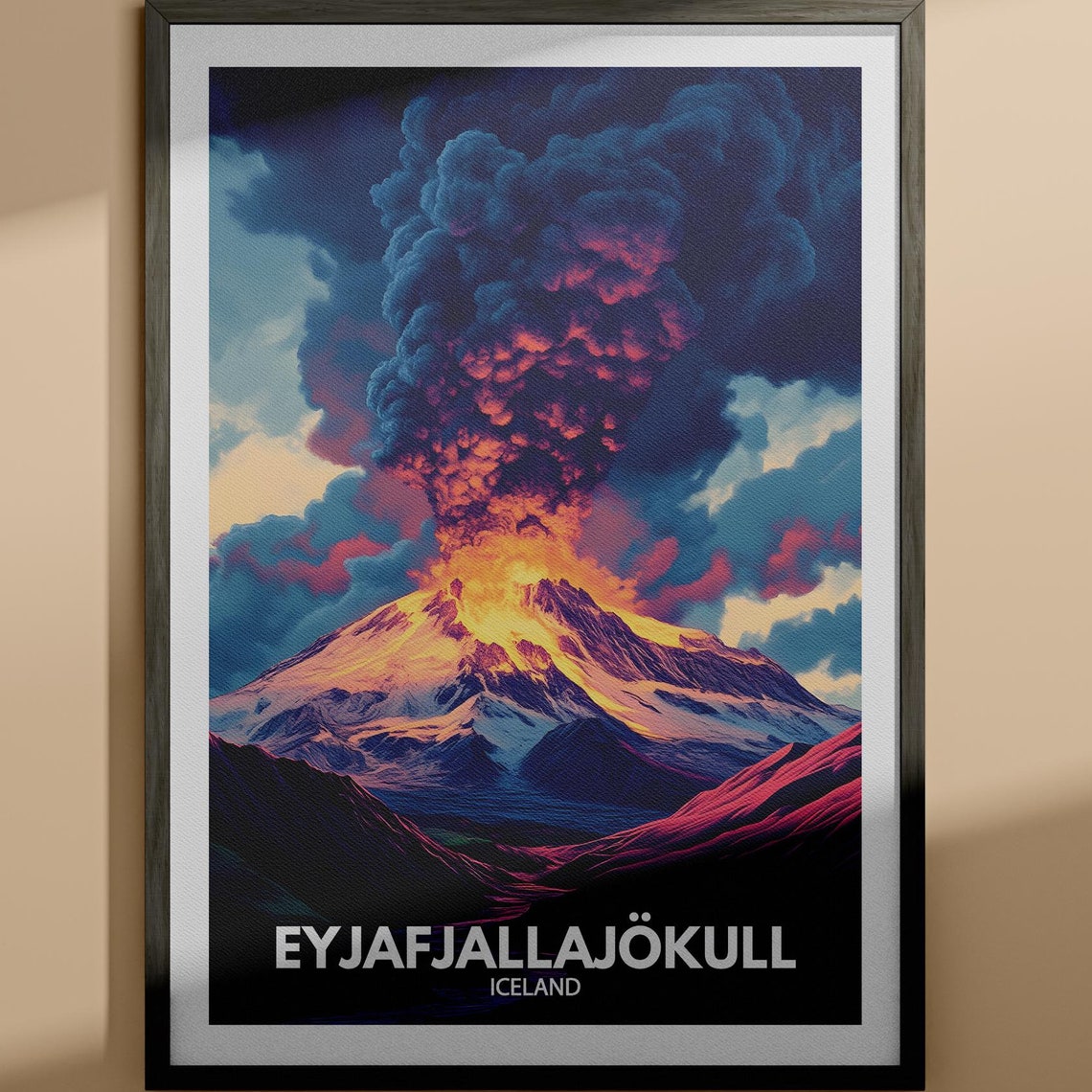 Eyjafjallajokull Iceland Volcano Eruption Dramatic Travel Poster