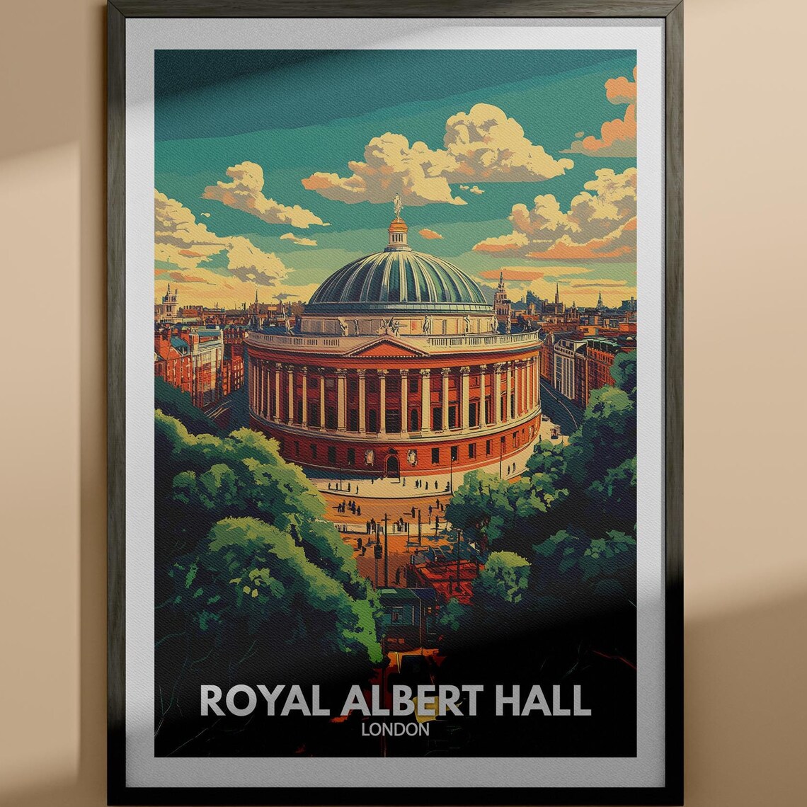 Royal Albert Hall Print Royal Albert Hall Travel Poster London Wall Art Print London Home Decor Travel Art Poster Unique City Print