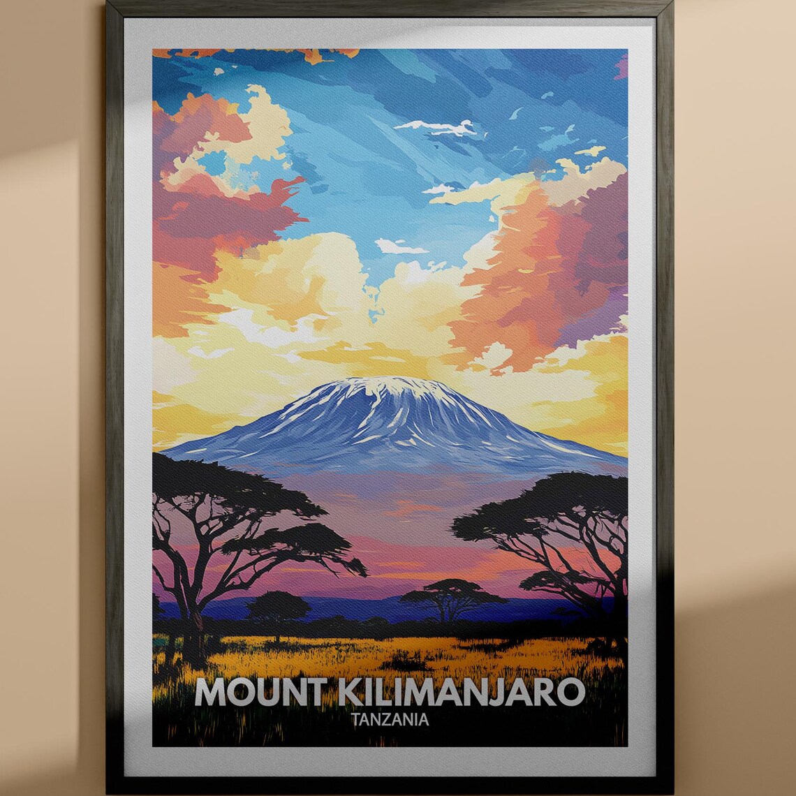Mount Kilimanjaro Tanzania Golden Sunset Safari Landscape Poster