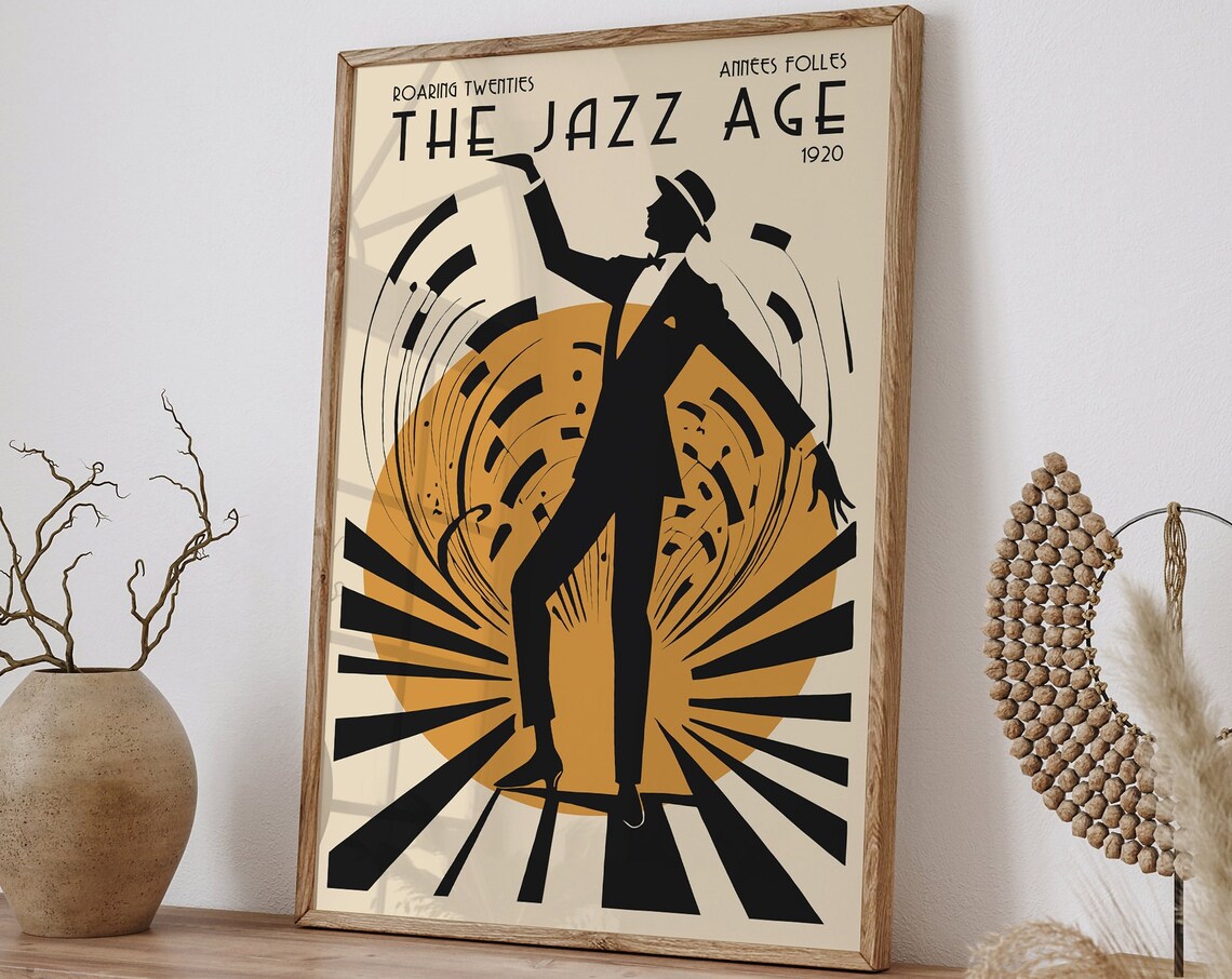 The Jazz Age 1920 Roaring Twenties Art Deco Dancer Silhouette Poster