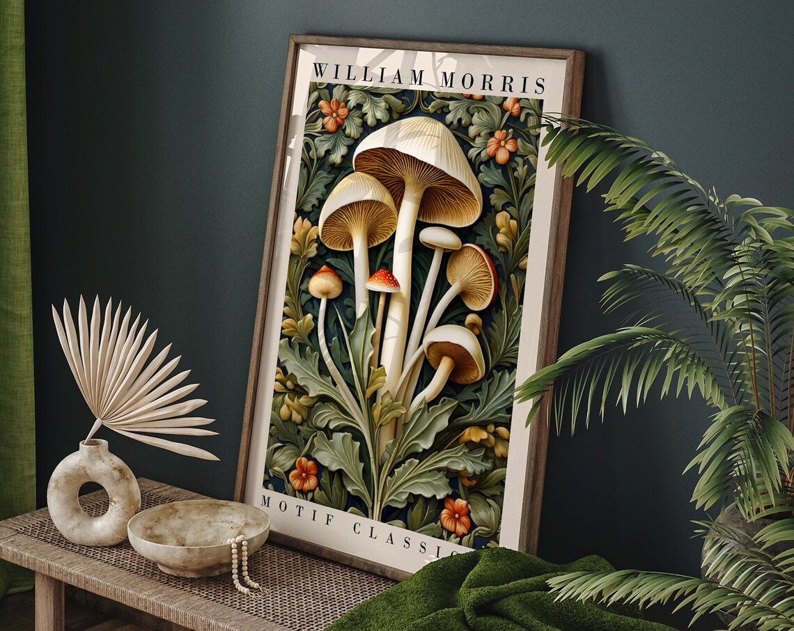 William Morris Motif Classique Mushroom Botanical Illustration Poster - Image 6