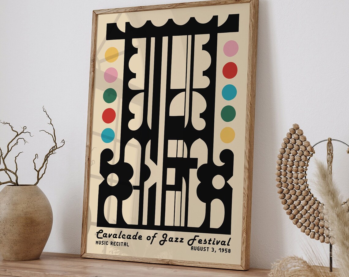 Cavalcade of Jazz Festival 1958 Abstract Music Recital Poster