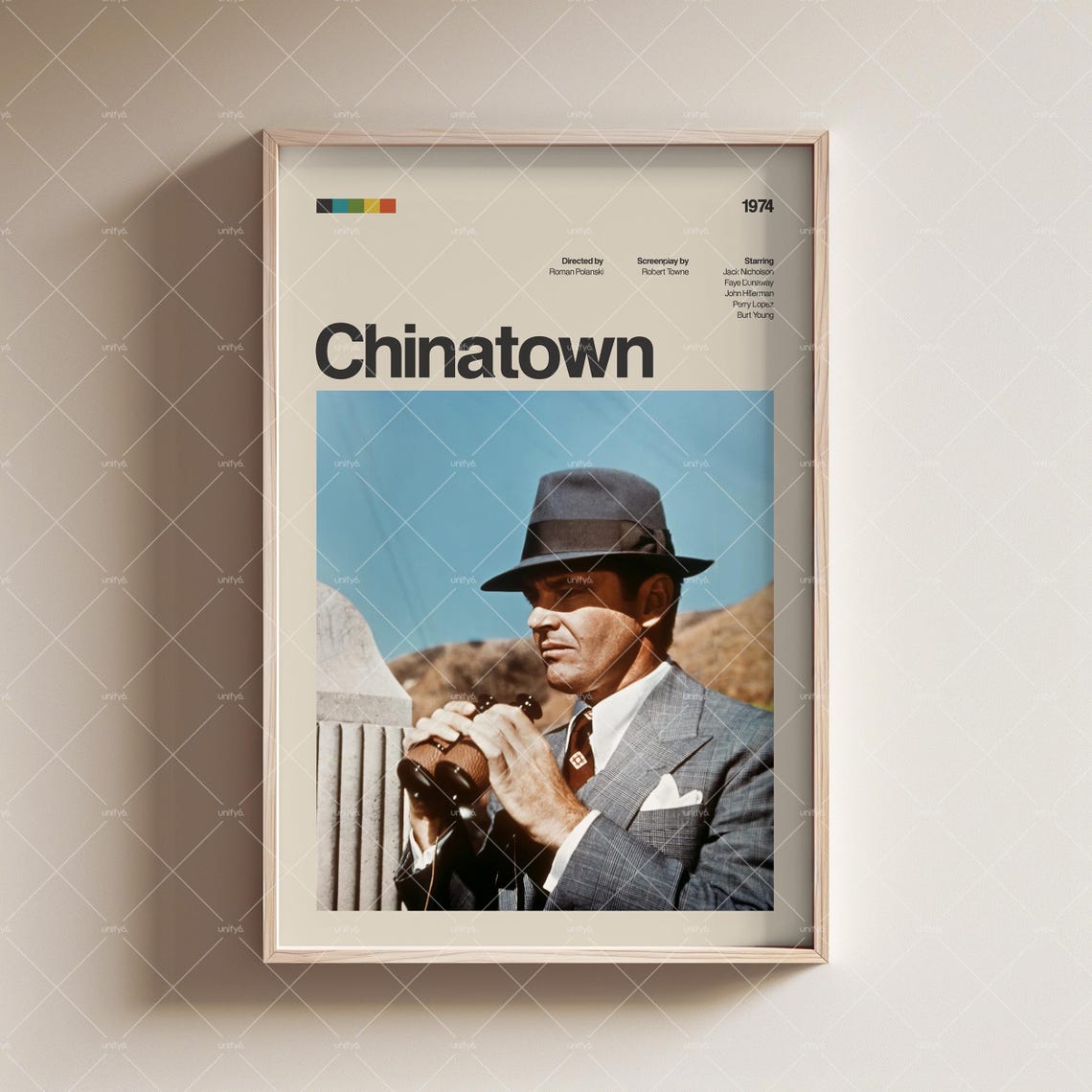 Chinatown 1974 Minimalist Jack Nicholson Fedora Detective Scene Poster