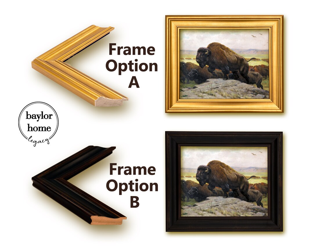 Buffalo Herd Vintage Oil Painting Poster Print - Image 5