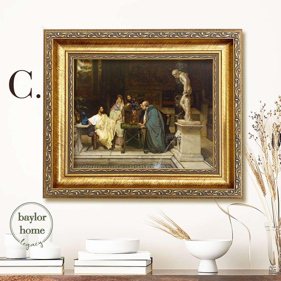 Roman Villa Interior Marble Statue Fountain Old Masters Painting Print - Image 2