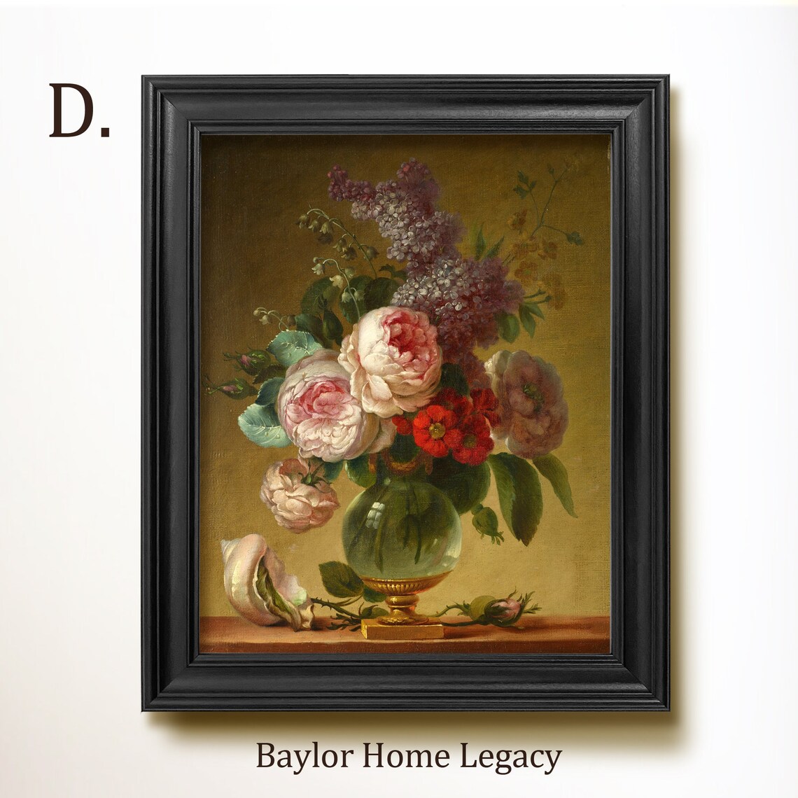 Vintage Still Life of Roses and a Seashell Art Print - Image 2