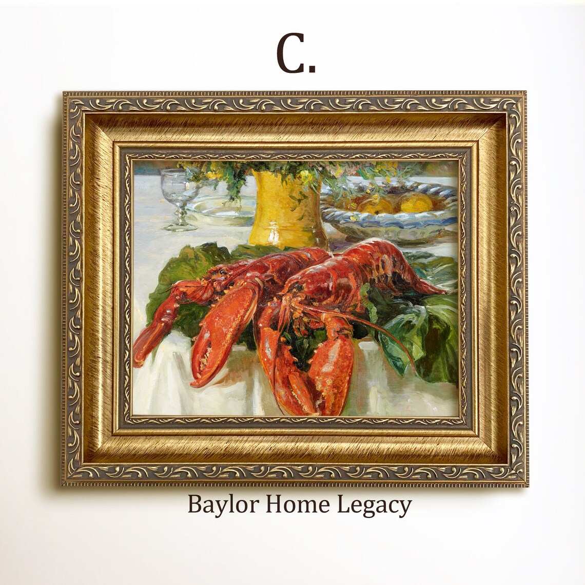 Vintage Lobster Still Life Art Print, Kitchen Decor - Image 4