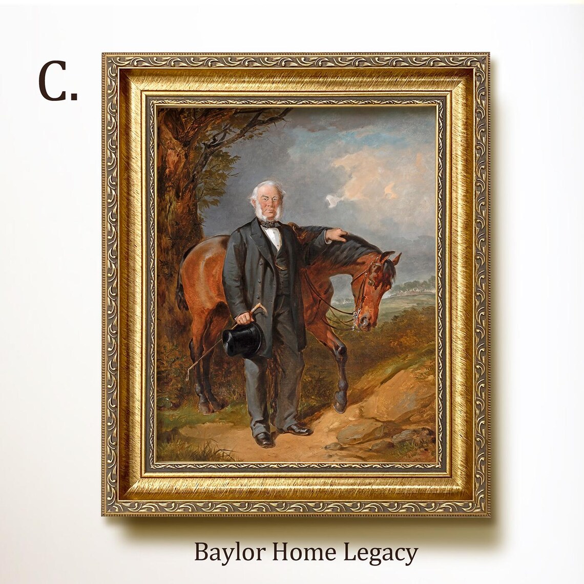 Victorian Gentleman With His Horse Vintage Equestrian Portrait Poster - Image 4