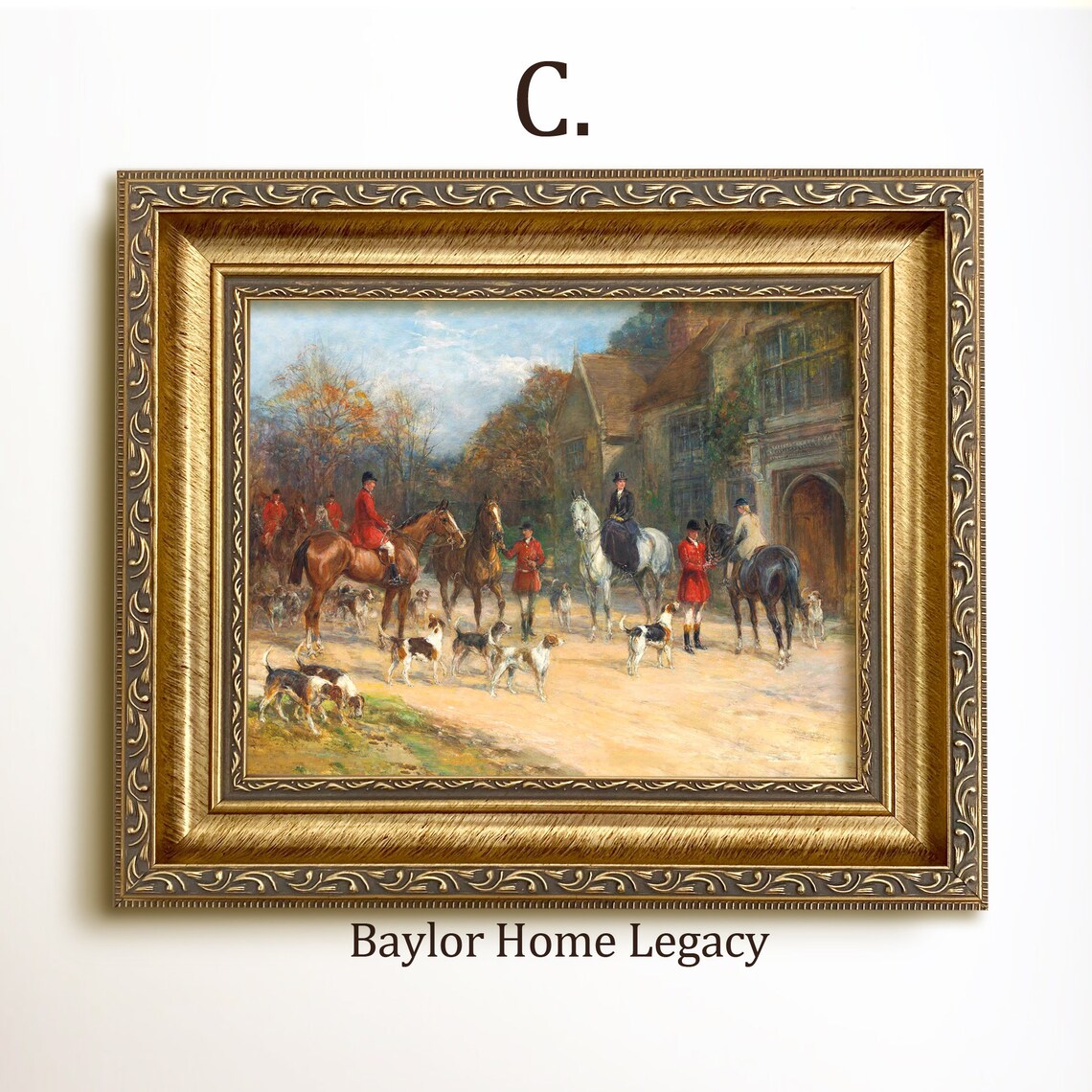 Fox Hunting Scene, English Equestrian Oil Painting Print - Image 3