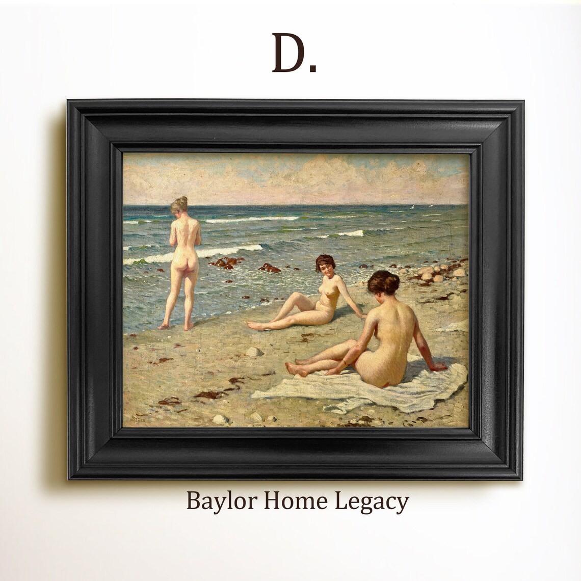 Nude Women Oil Painting Art Print, Antique Figure - Image 2