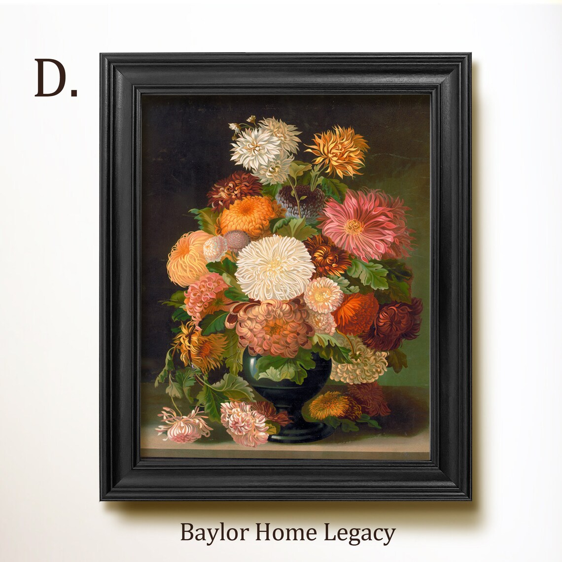 Chrysanthemums Vintage Floral Oil Painting Art Print - Image 2