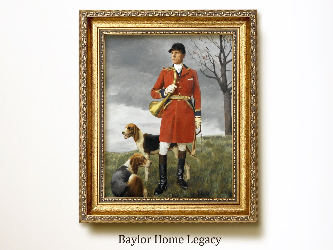 Vintage Fox Hunting Scene Art Print, English Landscape