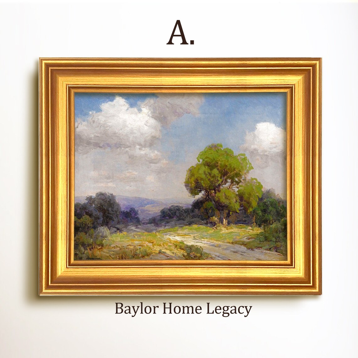 Texas Hill Country Oil Painting Art Print, Antique Style - Image 5