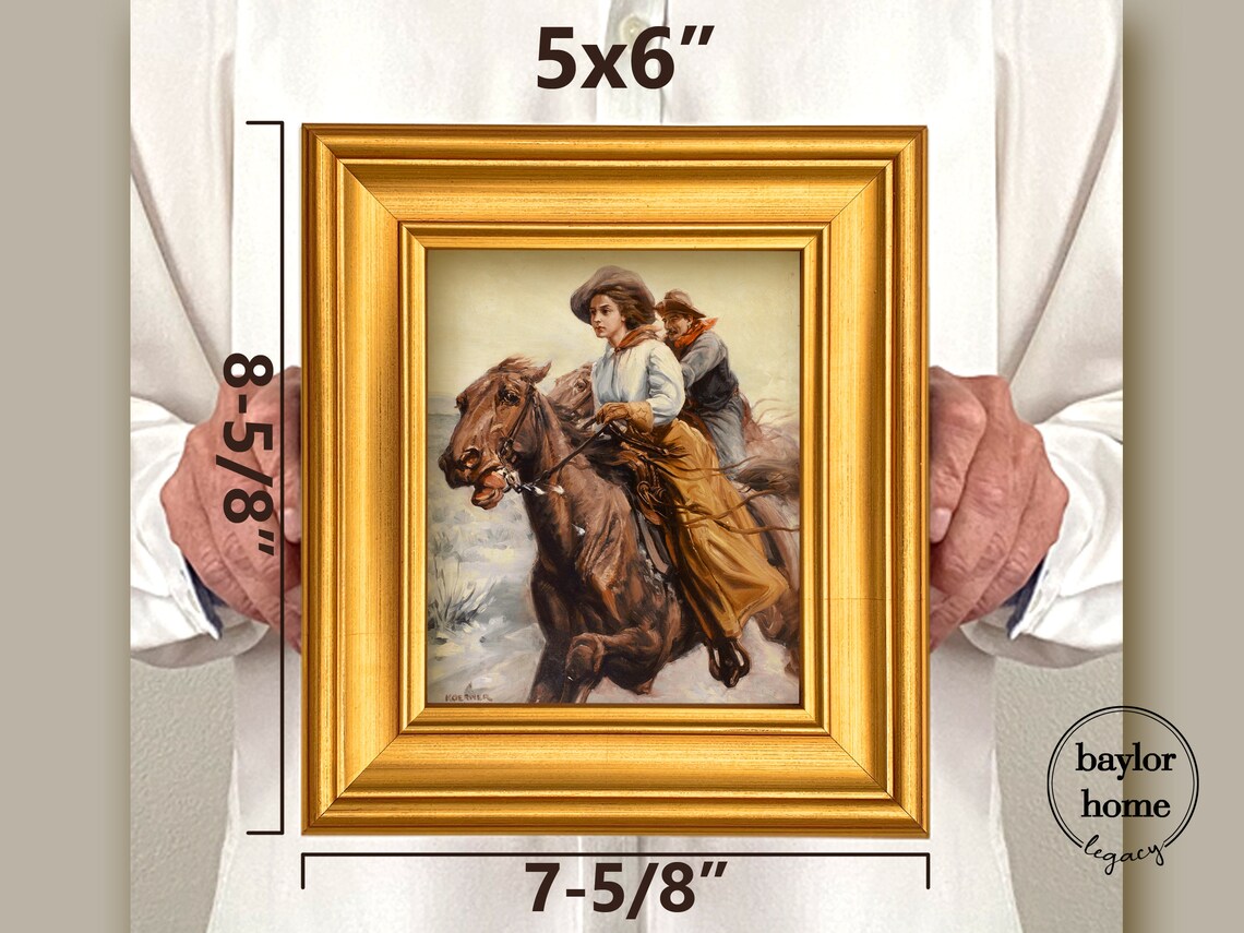 Vintage Cowgirl On Galloping Horse Western Riding Frontier Art Poster - Image 4