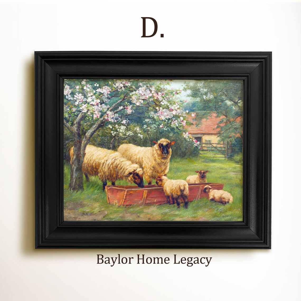 Sheep Antique Oil Painting-Style Wall Art Print - Image 2