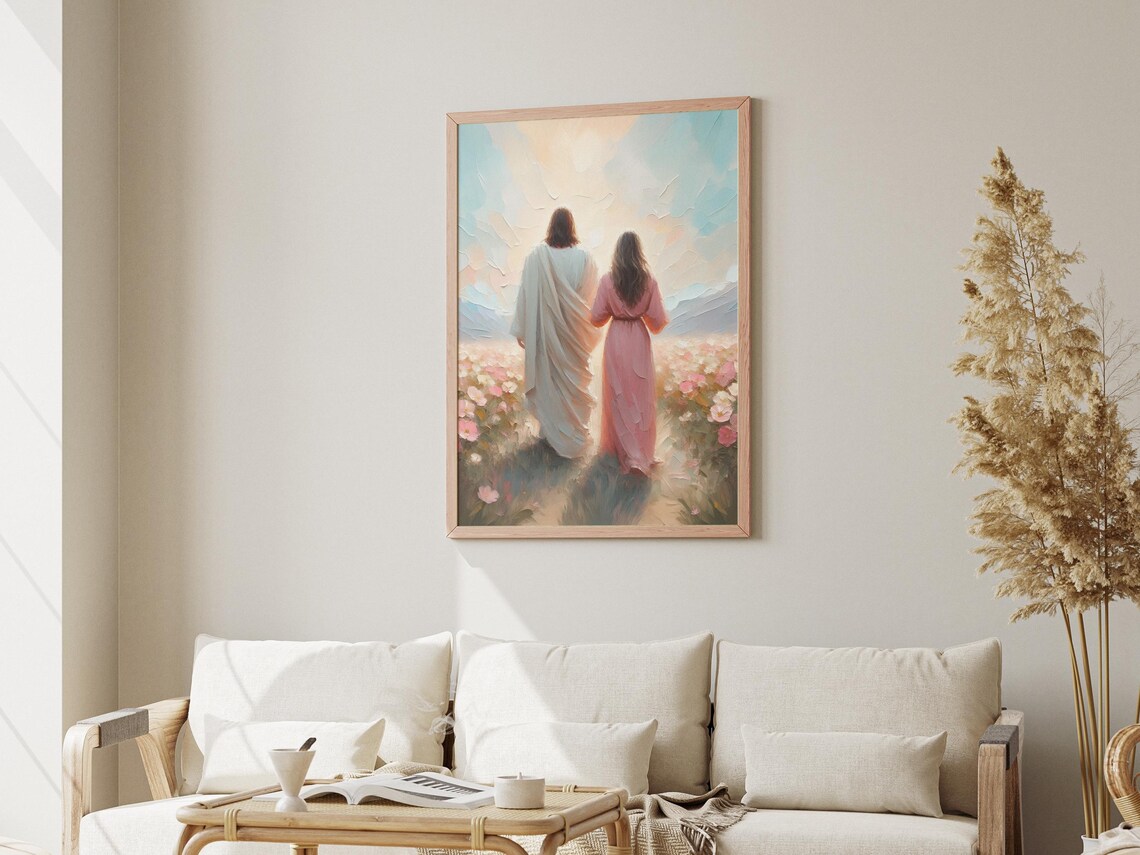Walking In Light Jesus and Woman Christian Art Print - Image 3