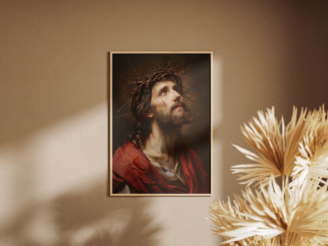 Jesus Christ Crown of Thorns Baroque Oil Painting Holy Week Art Poster - Image 3