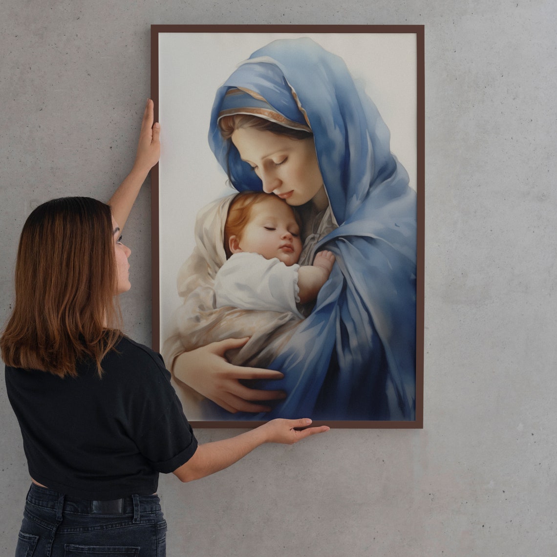 Mary And Baby Jesus Print Mary Mother Of God Bible Art Christian Wall Art Virgin Mary Jesus Christ Baby First Holy Communion - Image 2
