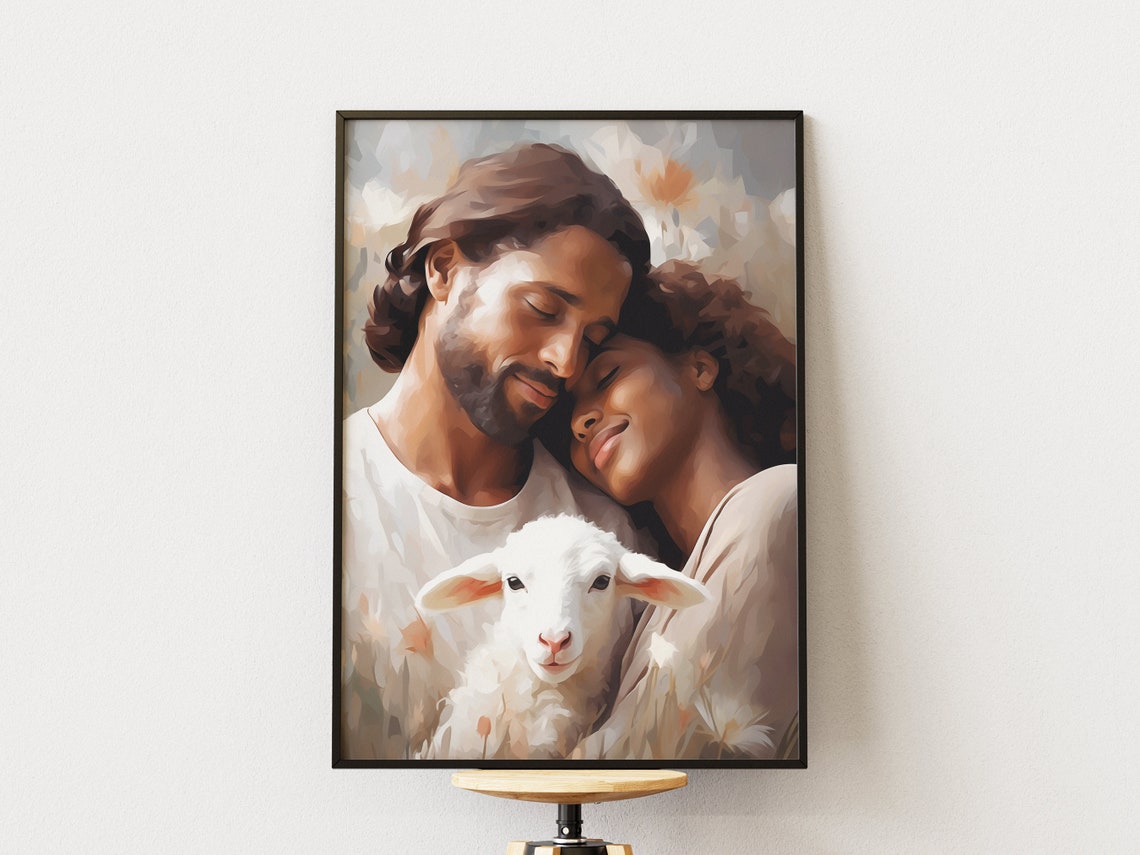 Jesus And Woman Jesus Painting Christian Art Lds Painting Christian Gift Baptism Decor Jesus Heals A Woman Safe In His Arms Church - Image 2