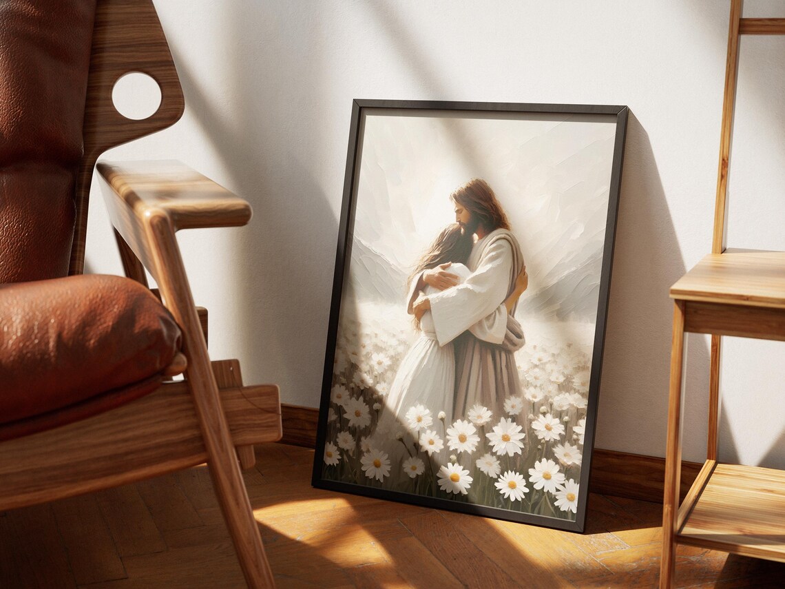 Jesus Hugging Woman Christian Wall Art Print - Image 2