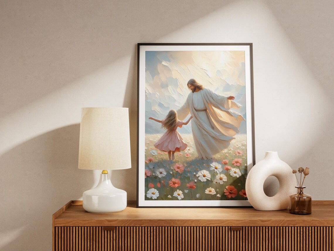 Jesus And Girl Dancing, Modern Christian Art Print - Image 4
