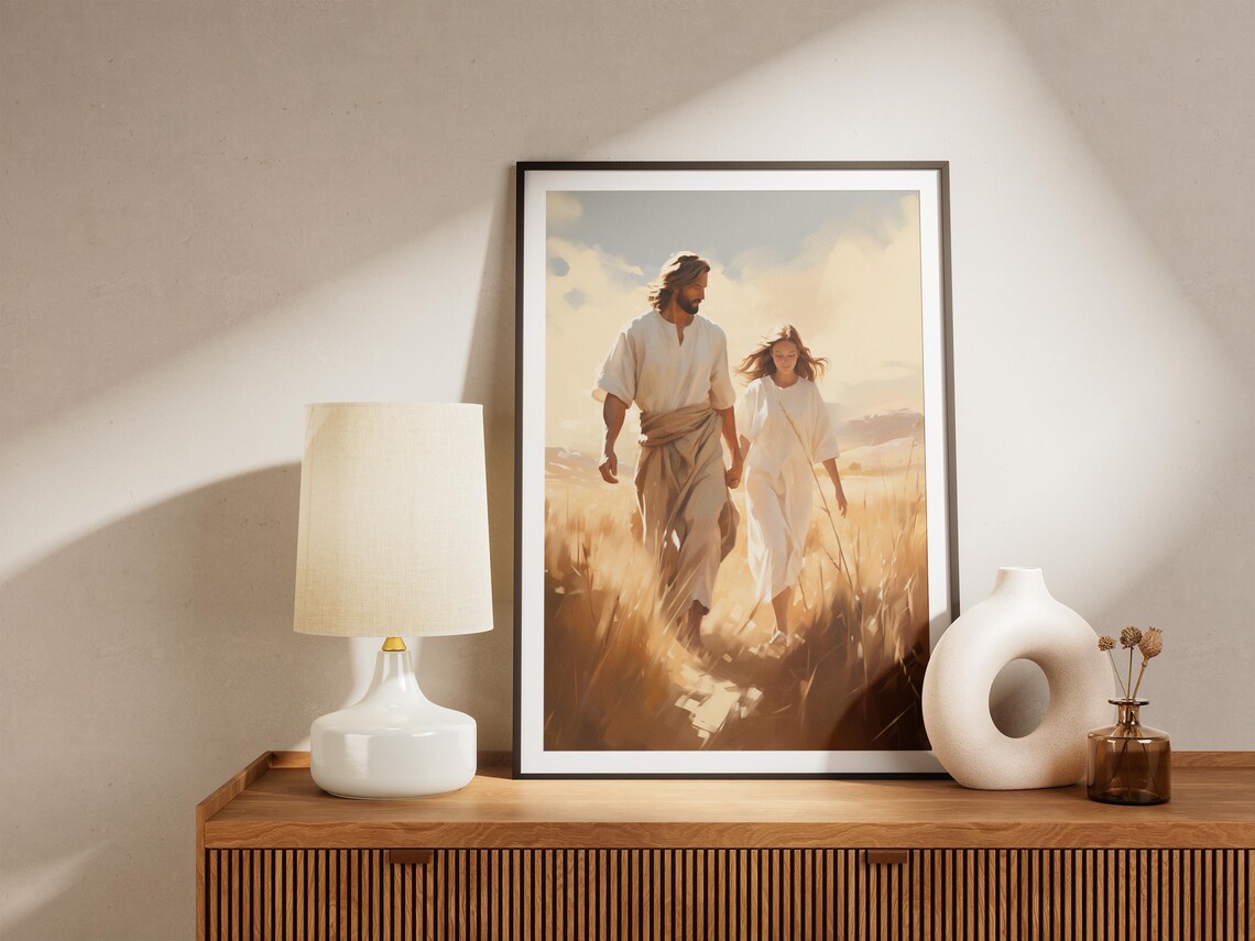 Guided By Grace Jesus Walking With Woman Art - Image 4