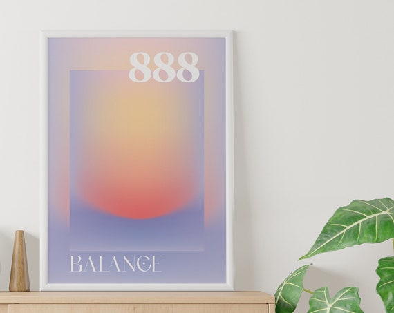Angel Number 888 Balance Print Art Spiritual Manifestation Gradient Aura Wall Art Cute Trendy Wall Art