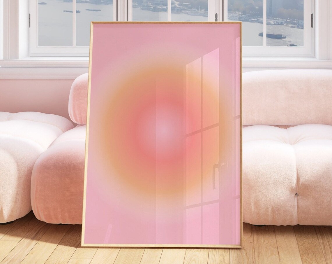 Aura Poster, Pink Peach Aesthetic Wall Art Print