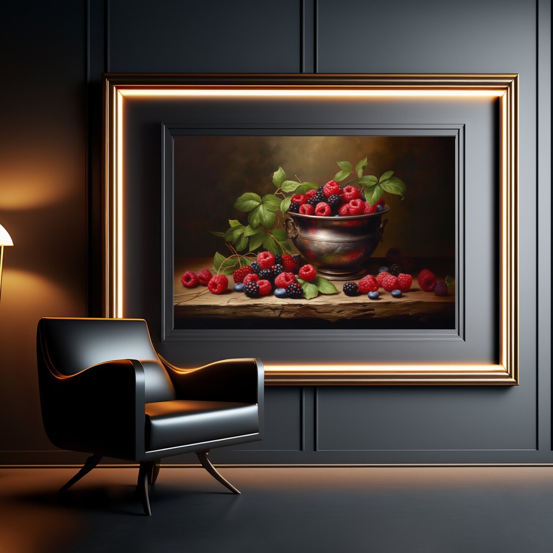 Moody Raspberries Vintage Fruit Still Life Art Print - Image 5