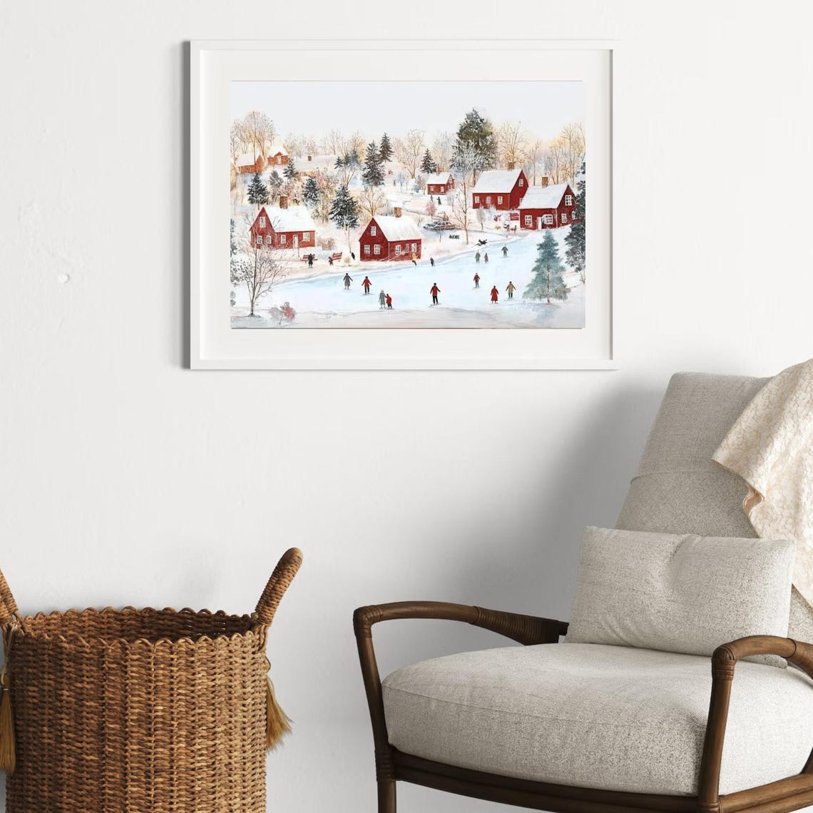 Christmas Town Wall Art Snowy Winter Village Print Cozy Winter Holiday Scene Festive Vintage Farmhouse Christmas Painting 798 - Image 4