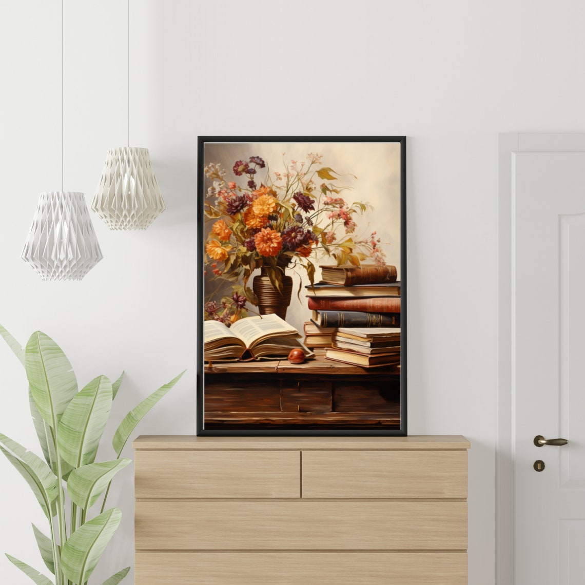 Autumn Floral Bouquet With Antique Books Warm Dark Academia Art Poster - Image 4