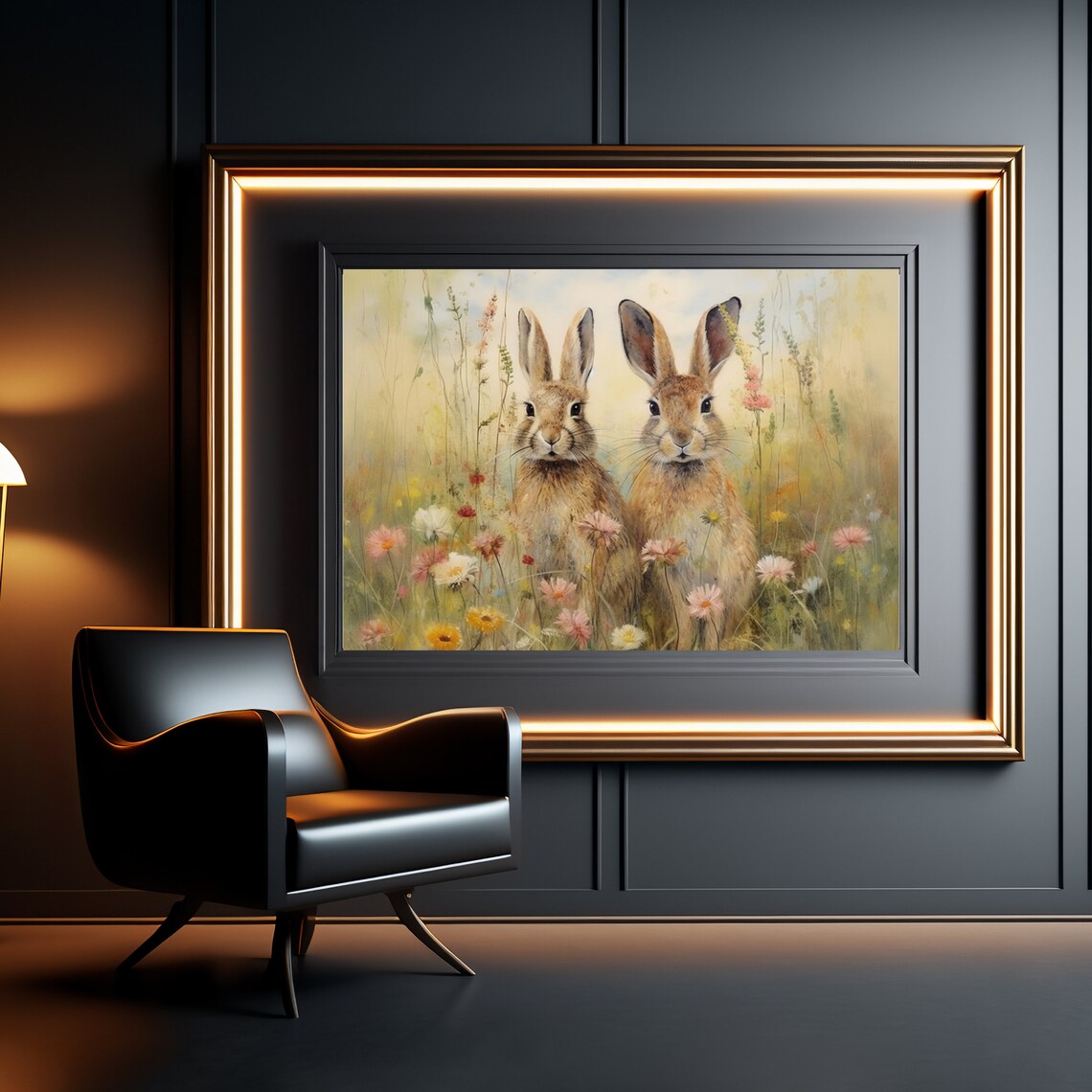 Vintage Rabbit Painting, Rustic Hare Nursery Art - Image 5