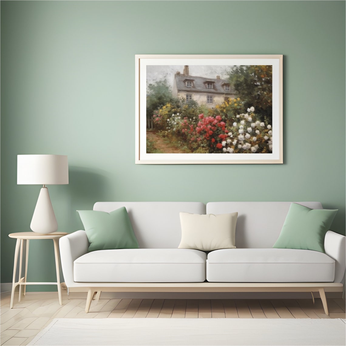English Cottage Painting Rustic Cottage Garden Oil Painting Farmhouse Print Cottagecore Decor Wildflower Wall Art 593 - Image 5