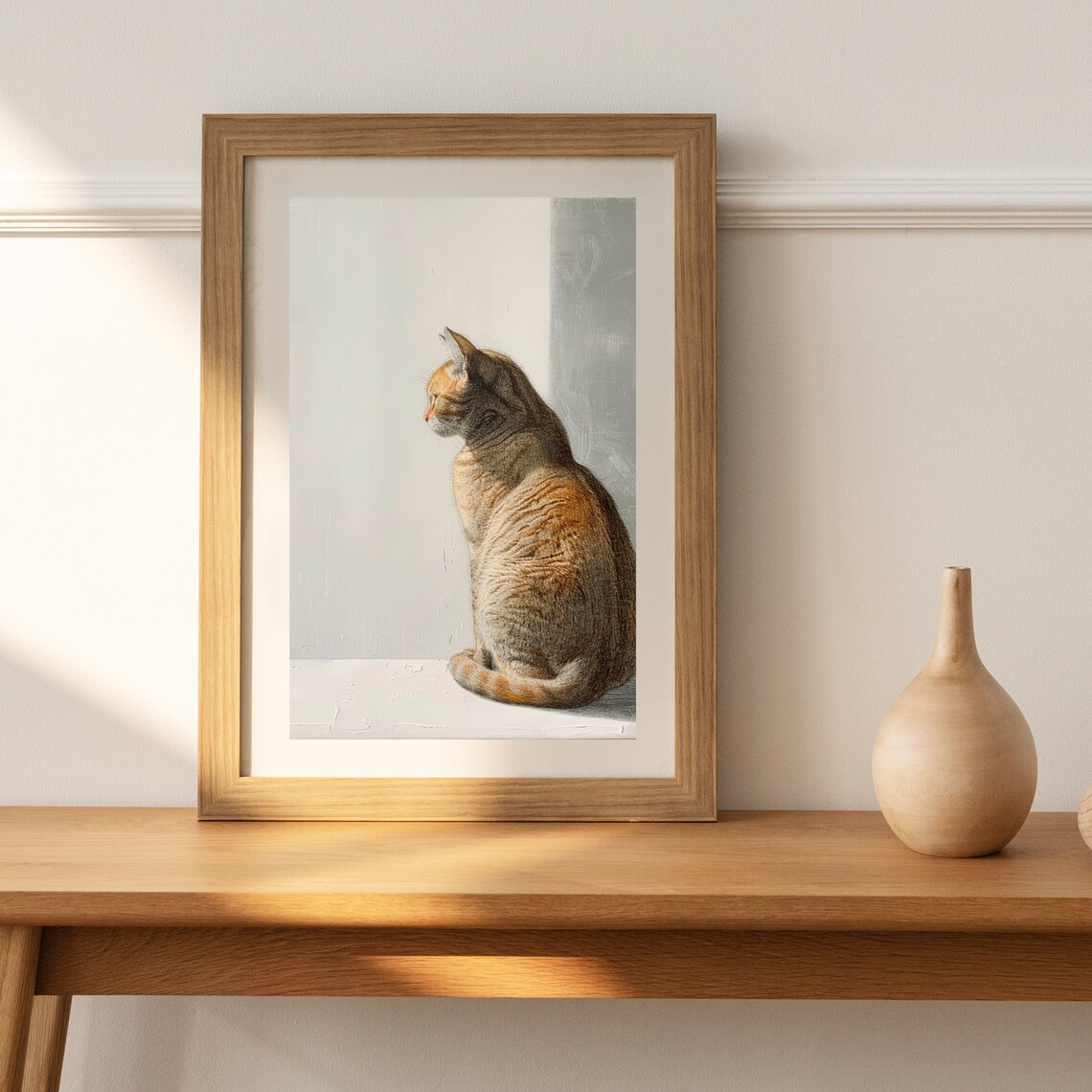 Orange Tabby Cat Sitting In Window Minimalist Pet Portrait Poster - Image 5