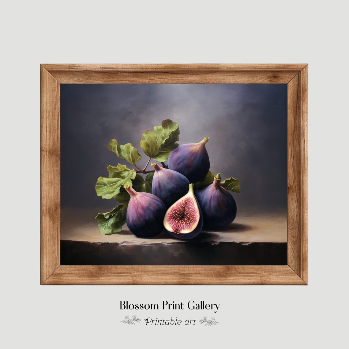 Moody Vintage Still Life of Fresh Figs Dark Fruit Oil Painting Poster - Image 6