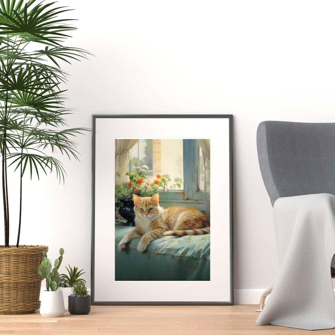 Orange Tabby Cat Lounging by a Sunny Window Cottagecore Poster - Image 5