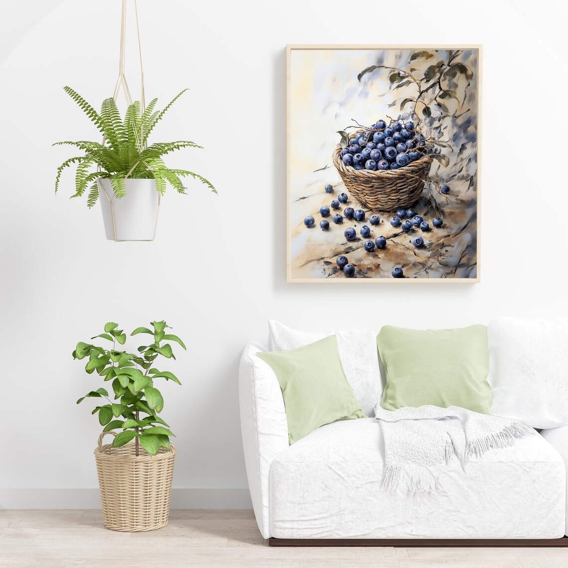 Vintage Blueberry Still Life, Rustic Dining Room Decor - Image 3