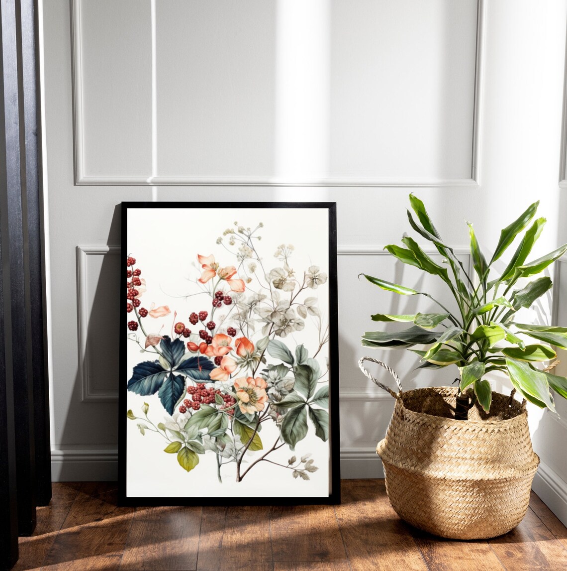 Delicate Wildflower Botanical Watercolor Floral White Art Poster - Image 6