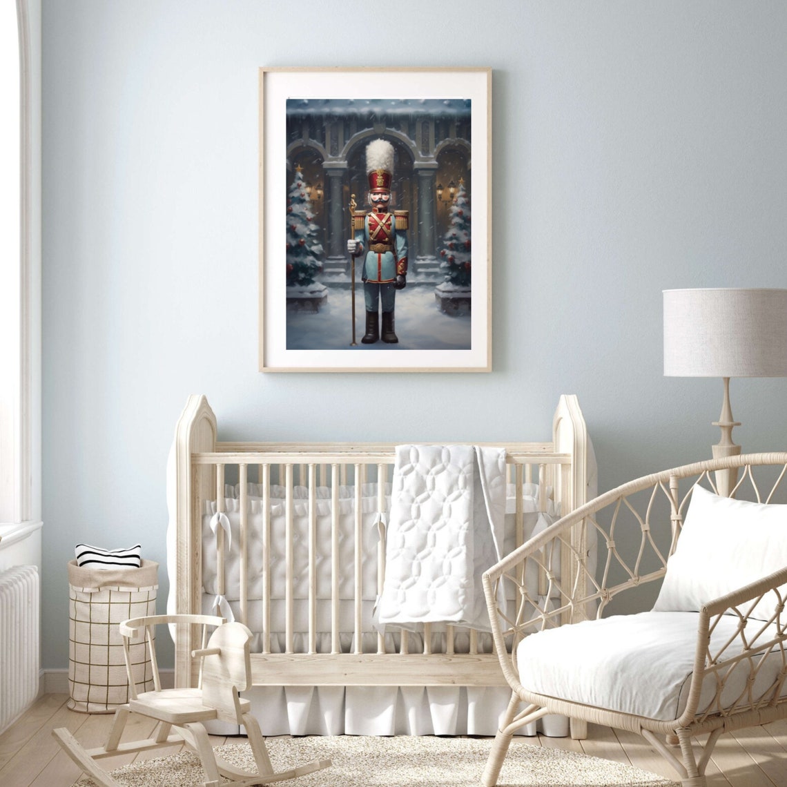 Nutcracker Soldier in Snowy Christmas Village Painting Poster - Image 5