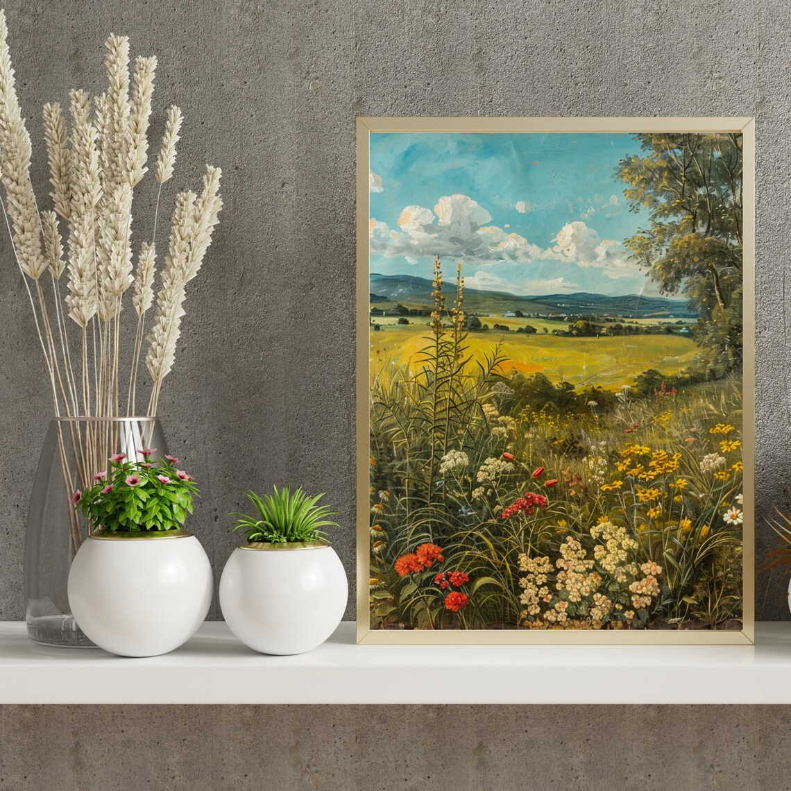 Wildflower Field Yellow Blooms Rolling Hills Big Sky Summer Meadow Poster - Image 5