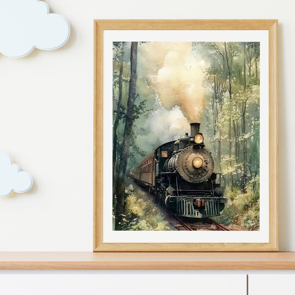 Vintage Steam Train Art Print, Forest Landscape - Image 2