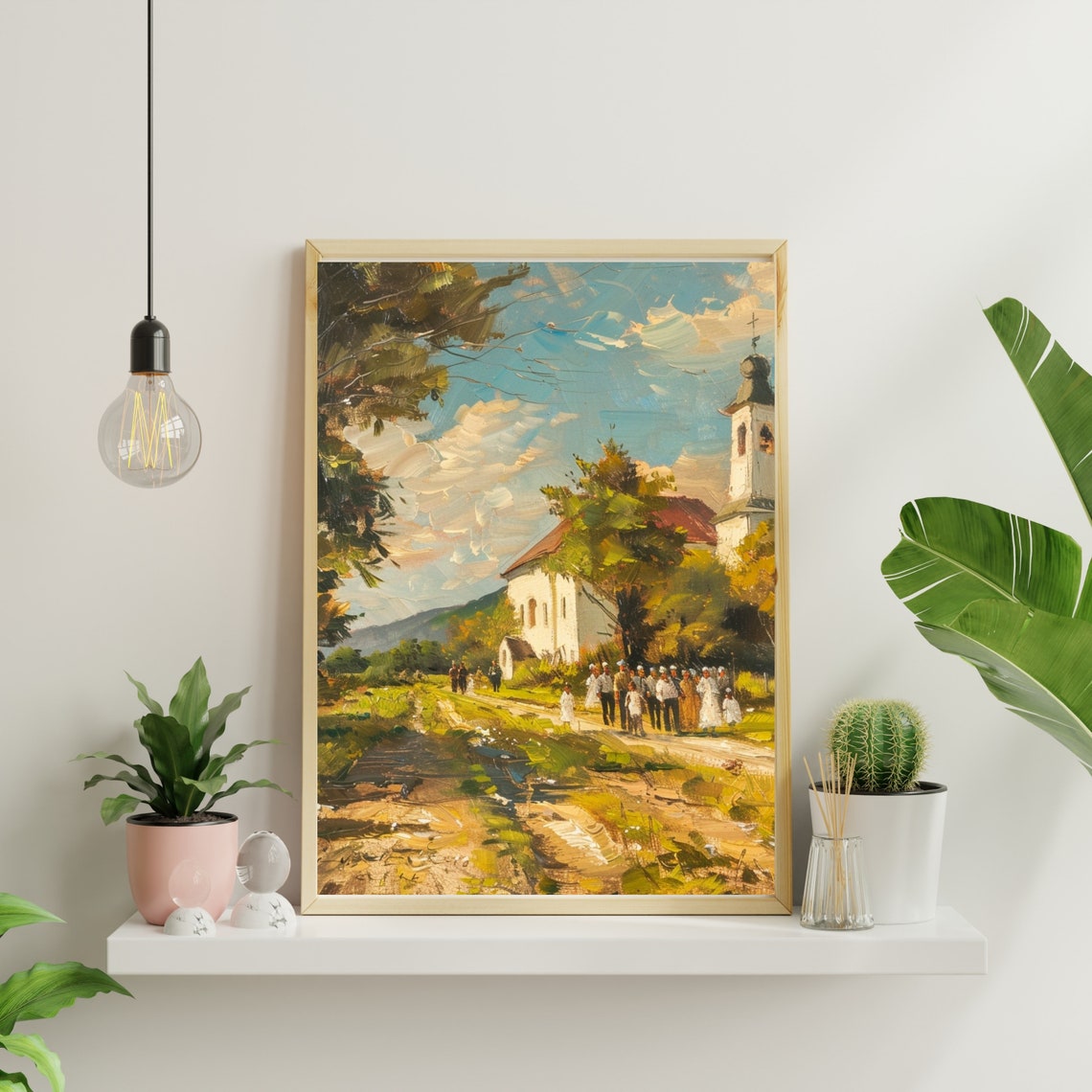 Vintage Old Church Print Antique Landscape Oil Painting Farmhouse Decor Living Room Wall Art Country Scenery 523 - Image 6