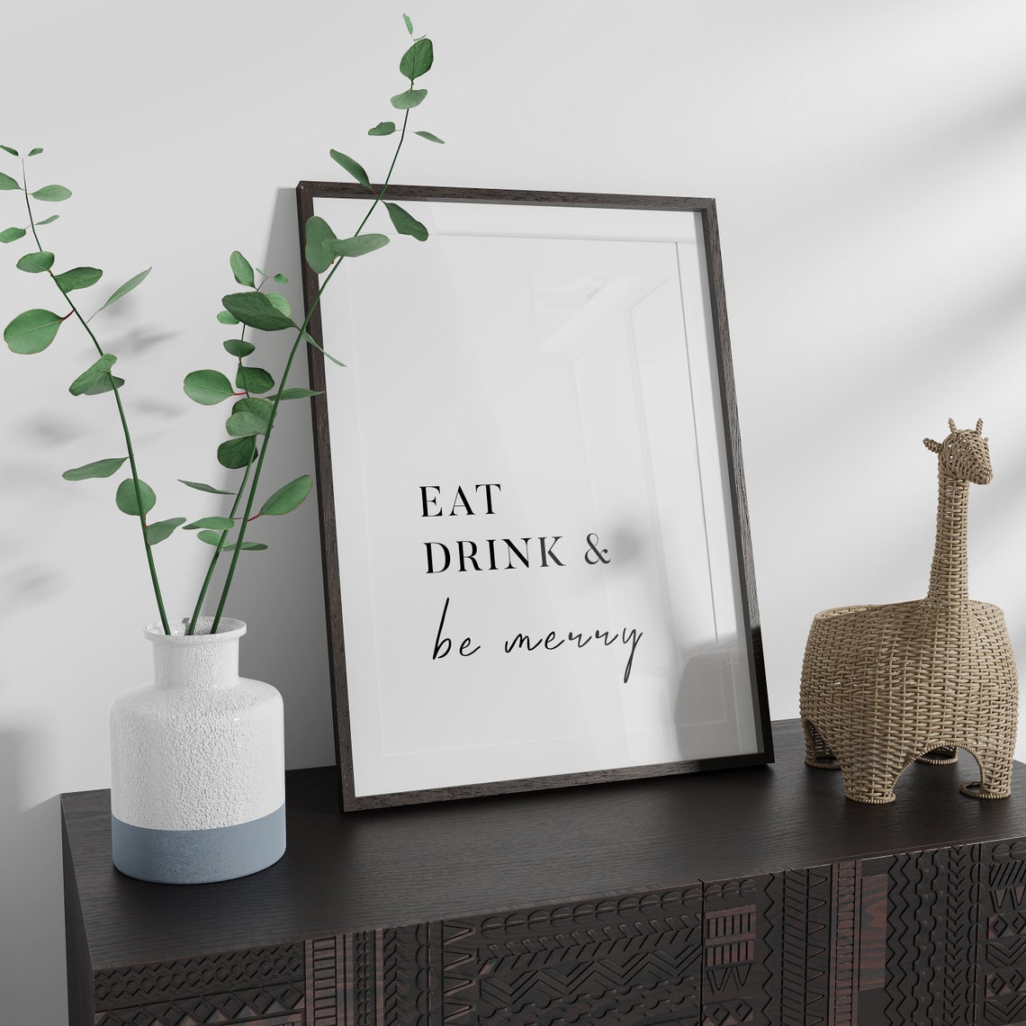 Eat Drink And Be Merry Serif Script Festive Holiday Quote Poster - Image 2