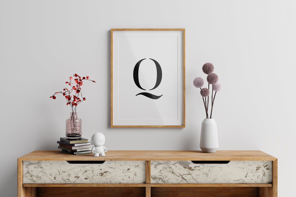 Letter Q Bold Serif Monogram Initial Alphabet Minimalist Poster - Image 3