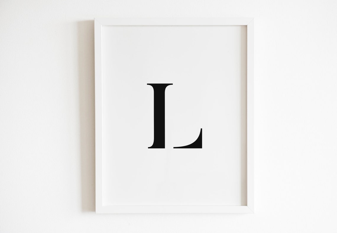 Elegant Black Serif Letter L Monogram Initial Minimalist Wall Art