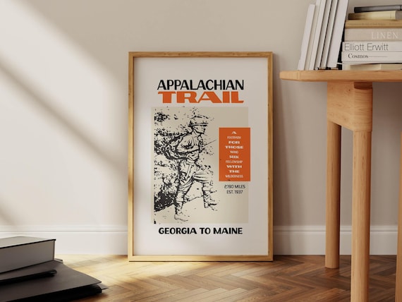 Appalachian Trail Georgia to Maine Vintage Hiking Adventure Poster
