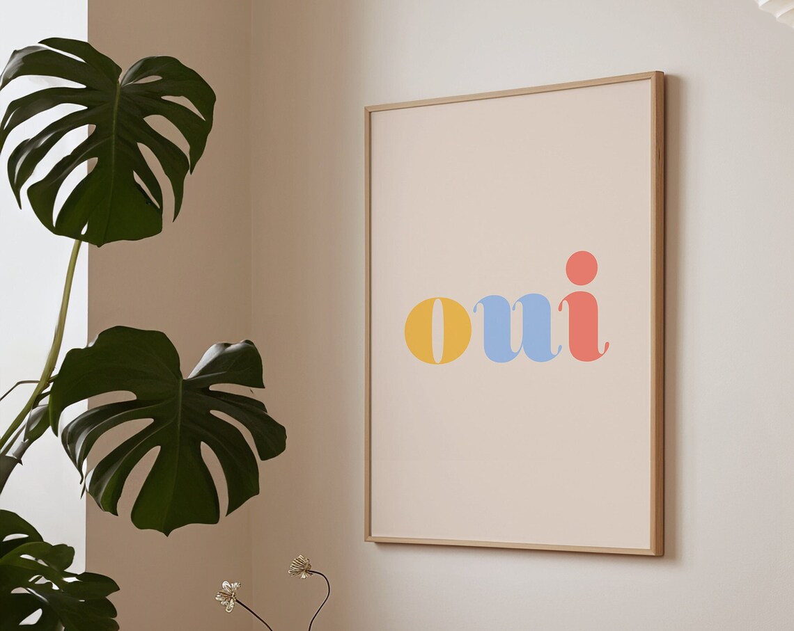 Oui Quote Poster, Pink Retro Dorm Decor Wall Art - Image 2
