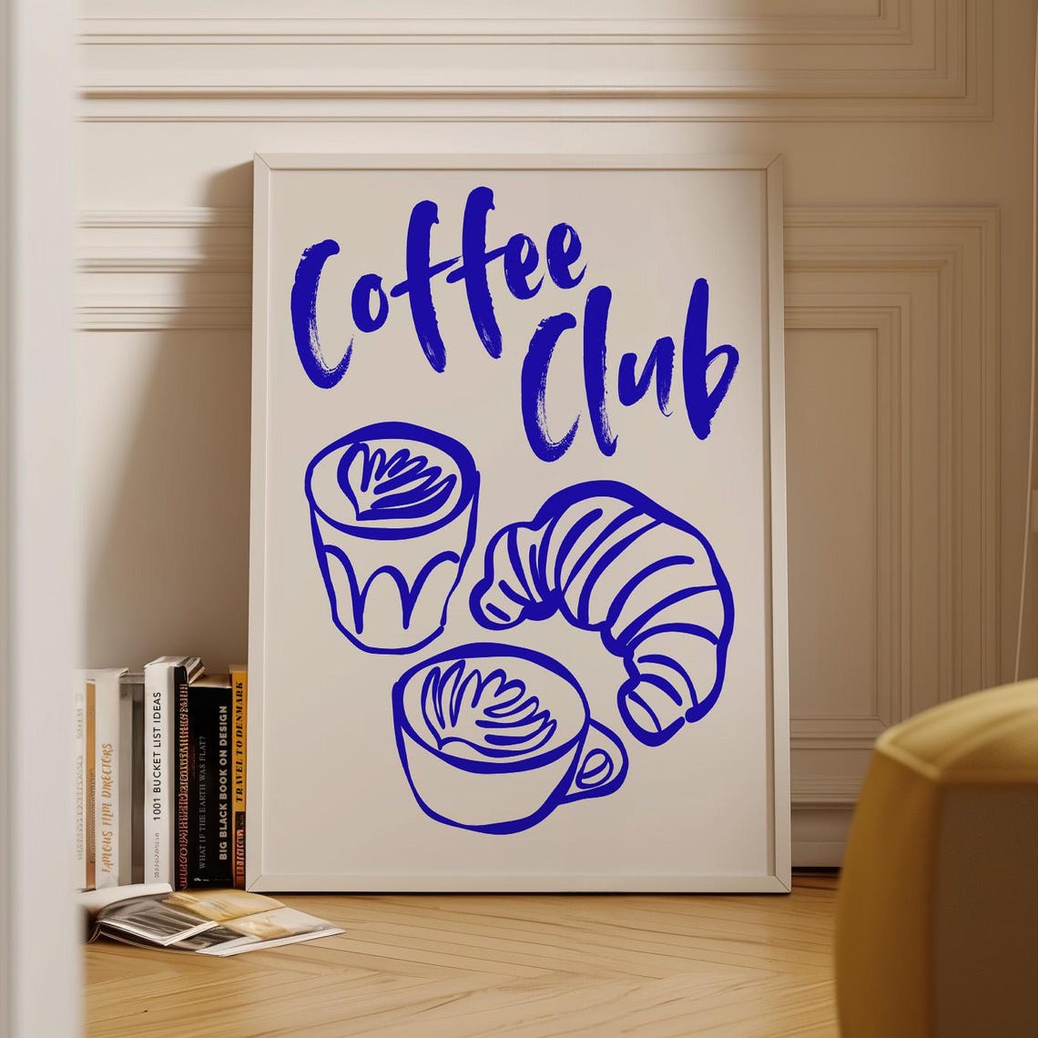 Blue Coffee Print Handdrawn Kitchen Art 60
