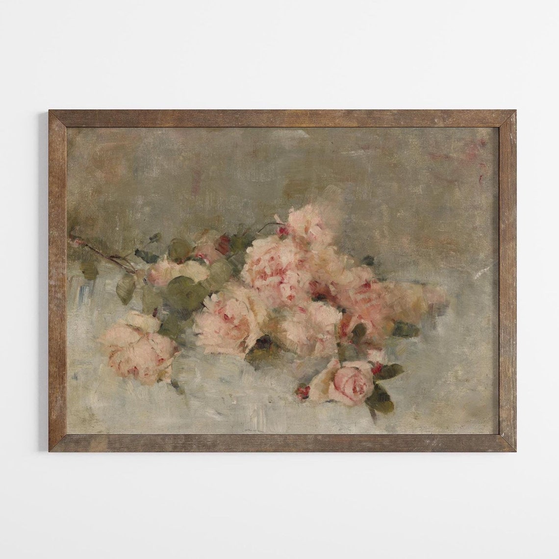 Soft Blush Pink Roses Impressionist Floral Still Life Art Poster